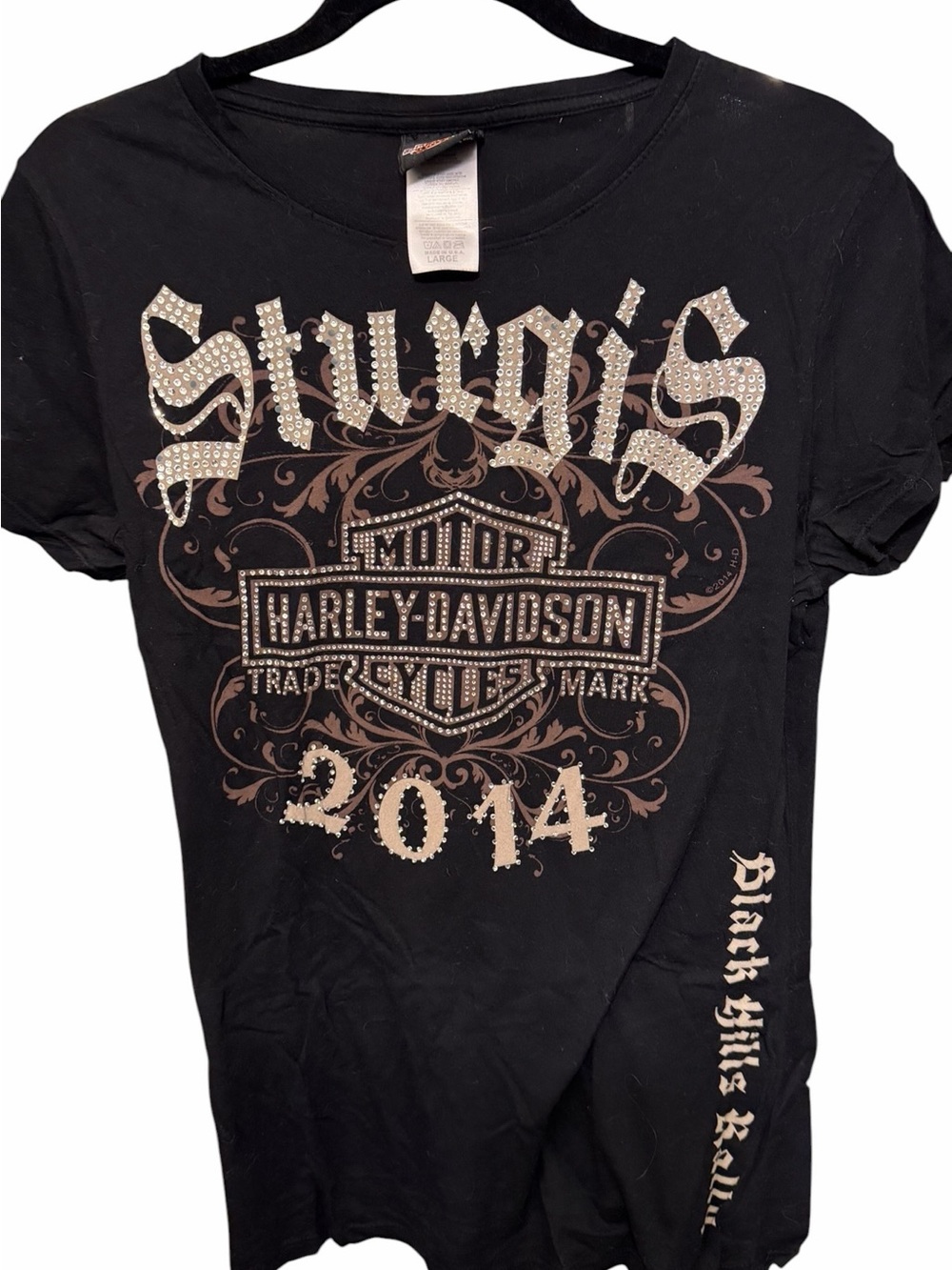 Harley -Davidson size large black
STURGIS 2014 rhinestone Tee shirt
